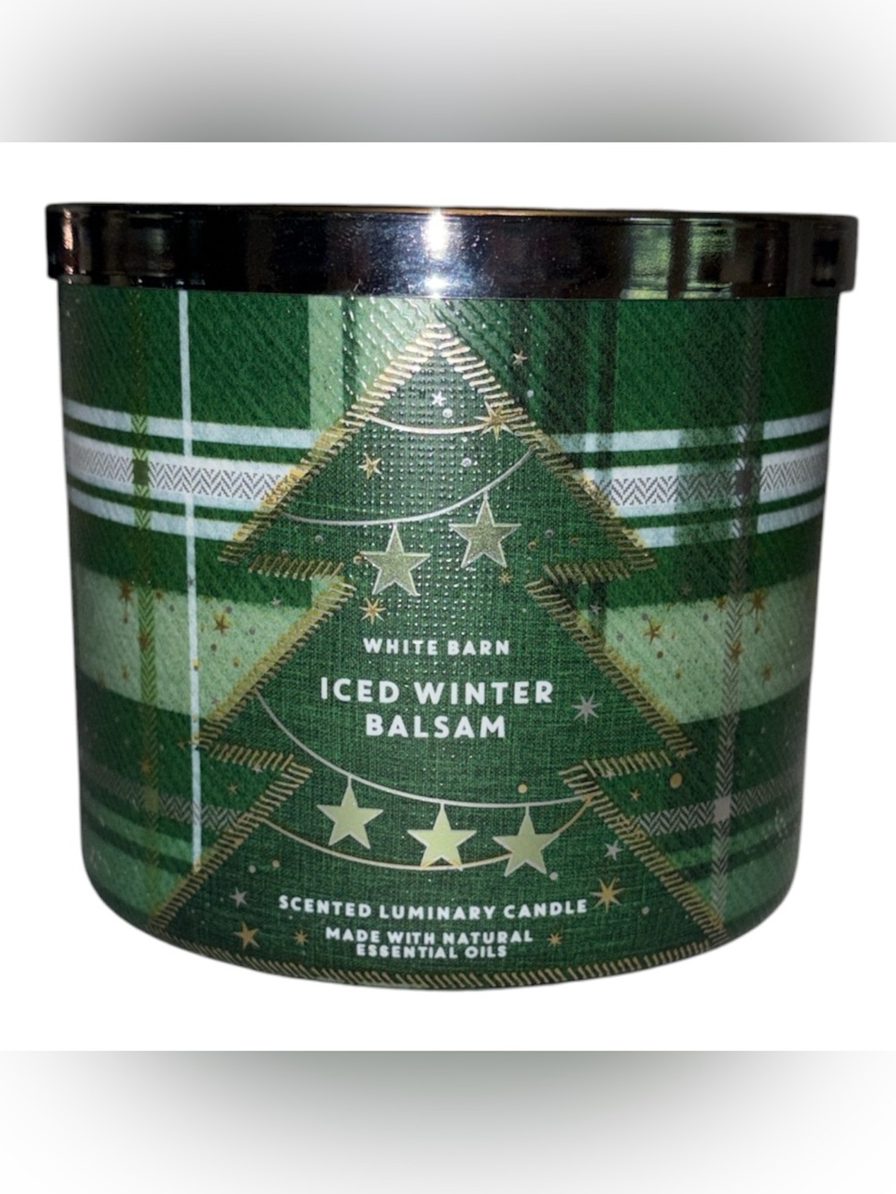 Bath & Body Works White Barn luminary candle 14.5 oz 3 wick new Iced Winter Bals